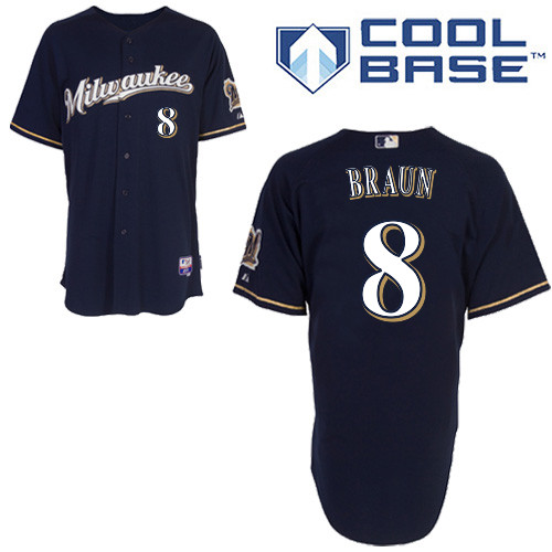 Ryan Braun #8 Youth Baseball Jersey-Milwaukee Brewers Authentic Alternate 2 MLB Jersey